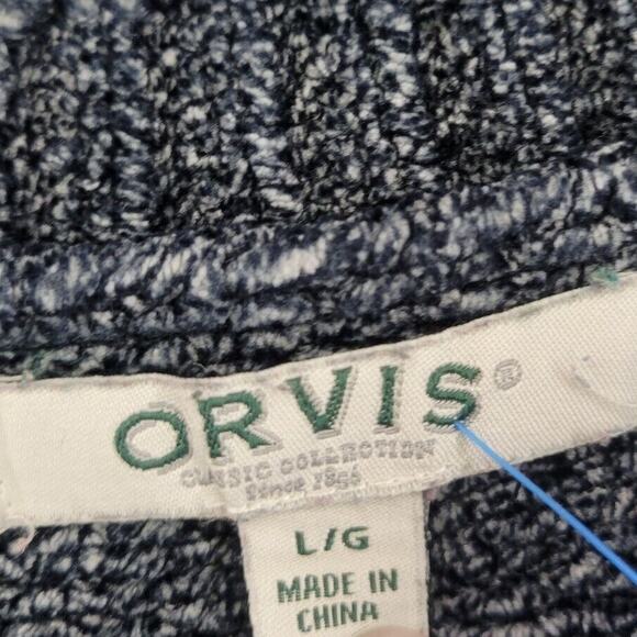 Orvis Sweater Size L Blue V Neck Chenille Velvet Soft Cozy Pullover Knit - Picture 6 of 9